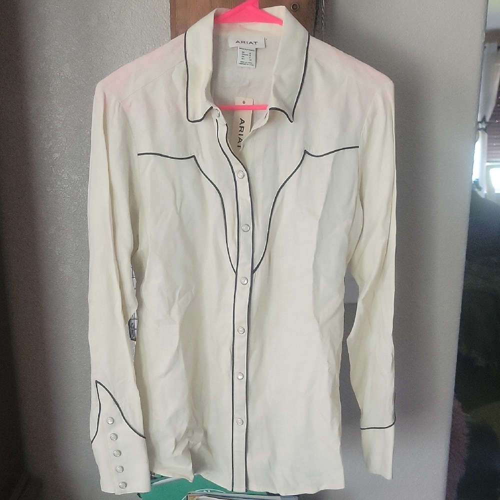 Ariat Ivory Shirt with Black Piping